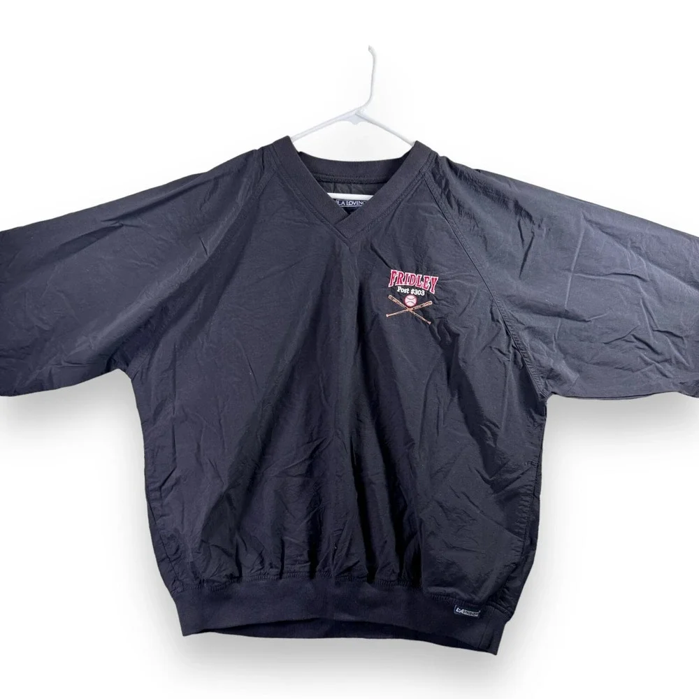 Vintage LA Loving Mens XL Fridley Post 303 Windbreaker Pullover Jacket Black